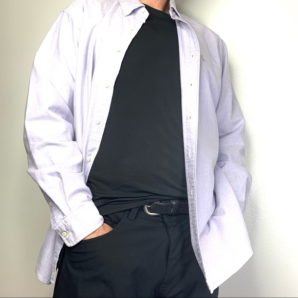 Ralph Lauren Classic Fit Long Sleeves Pony Logo Button Down Lavender Shirt. - Picture 3 of 11